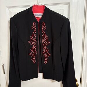 Jessica Howard Black Jacket with Red Embroidery